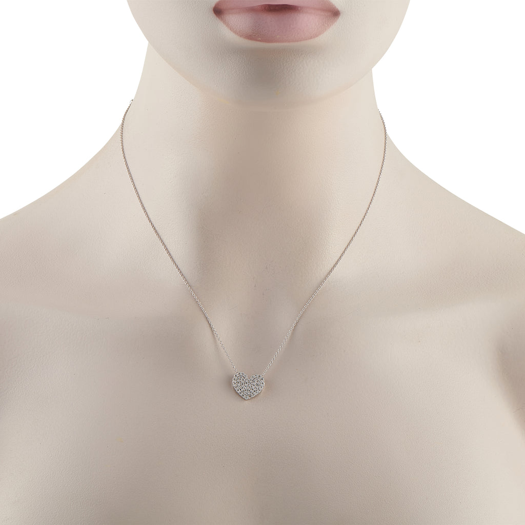 18K White Gold 0.54ct Diamond Heart Necklace