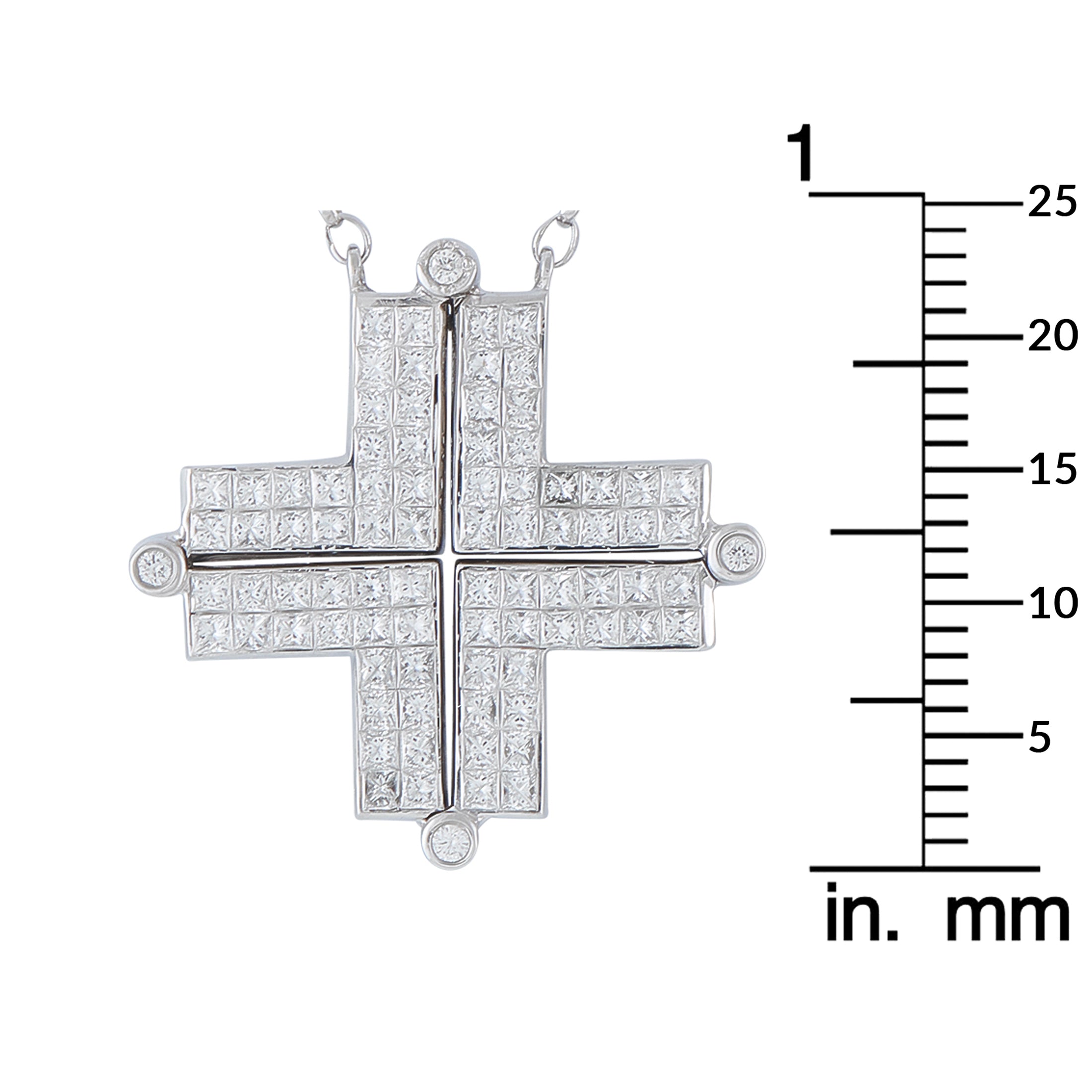 18K White Gold 1.50ct Diamond Cross Necklace