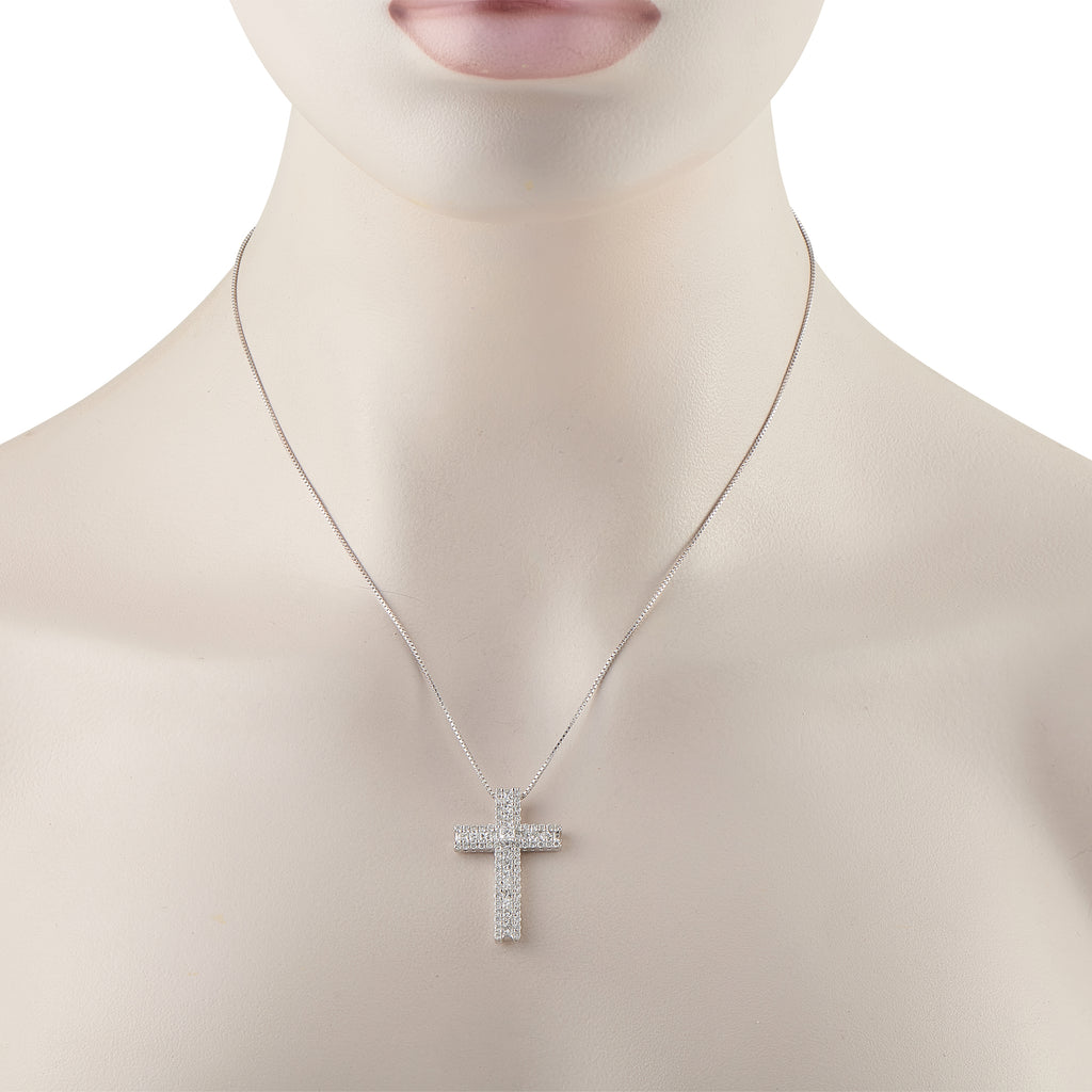 18K White Gold 1.75ct Diamond Cross Pendant