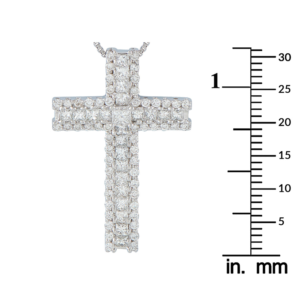 18K White Gold 1.75ct Diamond Cross Pendant