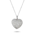 14K white gold diamond heart pendant necklace