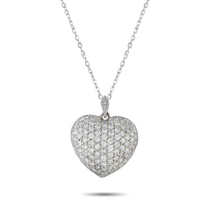 14K White Gold 4.0ct Diamond Heart Pendant