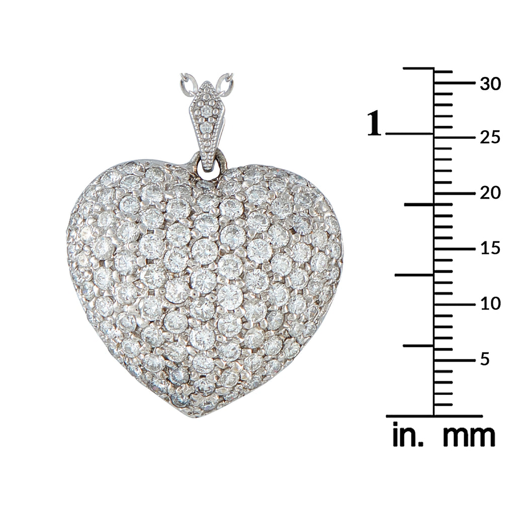 14K White Gold 4.0ct Diamond Heart Pendant