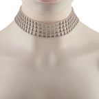18K White Gold 25.20ct Diamond Lattice Choker Necklace