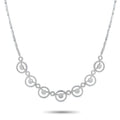 White gold diamond circle link necklace with round bezel-set stones