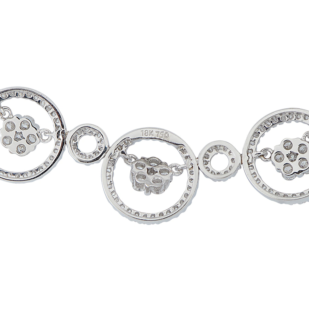 18K White Gold 2.45ct Diamond Circle Link Necklace