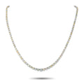 18K white gold diamond tennis necklace with alternating round and square stones