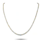 White gold tennis necklace with round diamond bezel links, even row