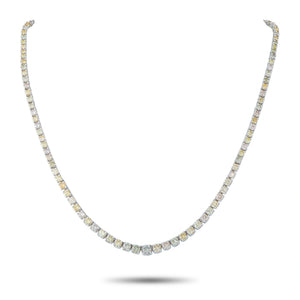 18K White Gold 11.0ct Fancy Color Diamond Tennis Necklace