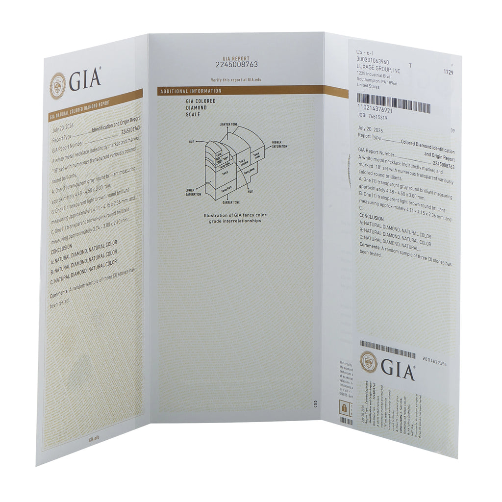 Folded GIA diamond grading report with barcode and printed text