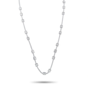 18K White Gold 29.85ct Diamond Station Necklace