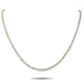 Diamond tennis necklace in 18K white gold, radiant round stones along a curved chain