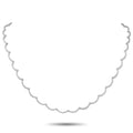White gold diamond scalloped necklace with small round stones, curved silhouette