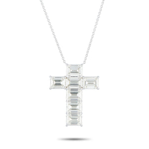 18K White Gold 10.53ct Diamond Cross Pendant