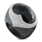18K White Gold 1.70ct Diamond and Onyx Dome Cocktail Ring
