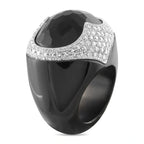 18K White Gold 1.70ct Diamond and Onyx Dome Cocktail Ring