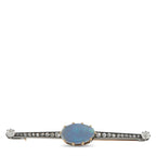 Antique 18K White Gold 0.80ct Diamond and Opal French Brooch