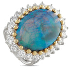 18K White and Yellow Gold 2.0ct Diamond and Opal Cocktail Ring