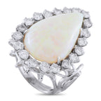 18K White Gold 2.30ct Diamond and Opal Ring