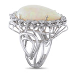 18K White Gold 2.30ct Diamond and Opal Ring