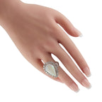 18K White Gold 2.30ct Diamond and Opal Ring