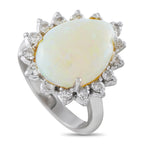 18K White Gold 0.65ct Diamond and Opal Halo Ring