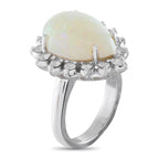 18K White Gold 0.65ct Diamond and Opal Halo Ring