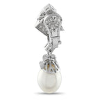 18K White Gold 8.0ct Diamond and Pearl Earrings