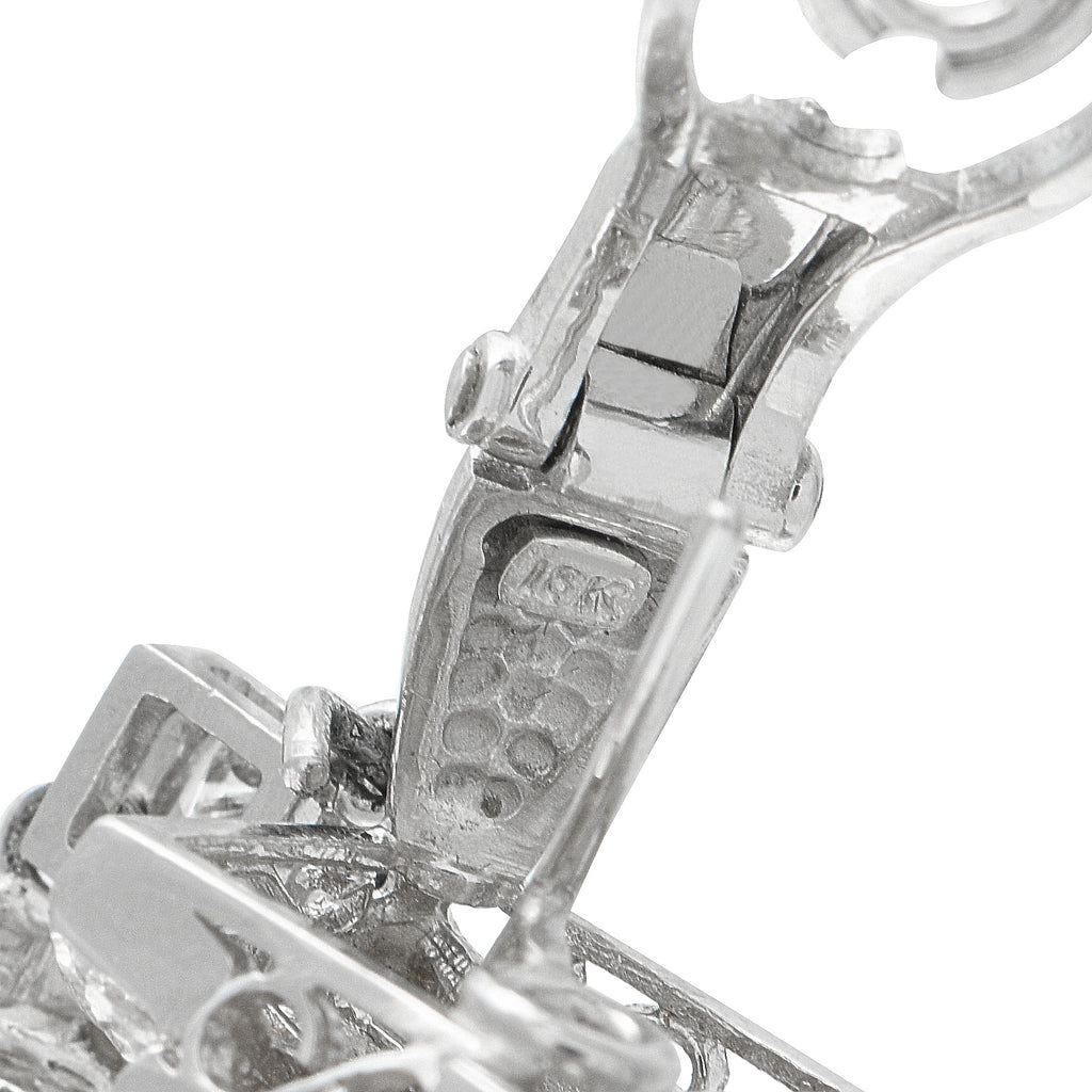 18K White Gold 8.0ct Diamond and Pearl Earrings