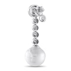 Exclusive 18K White Gold 0.45ct Diamond and Pearl Drop Earrings
