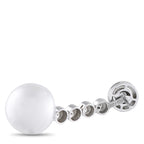 Exclusive 18K White Gold 0.45ct Diamond and Pearl Drop Earrings