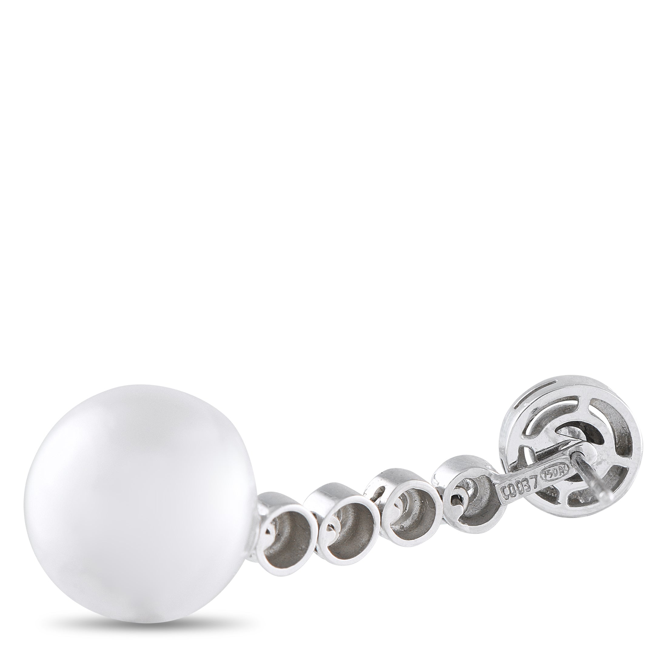 18K White Gold 0.45ct Diamond and Pearl Drop Earrings