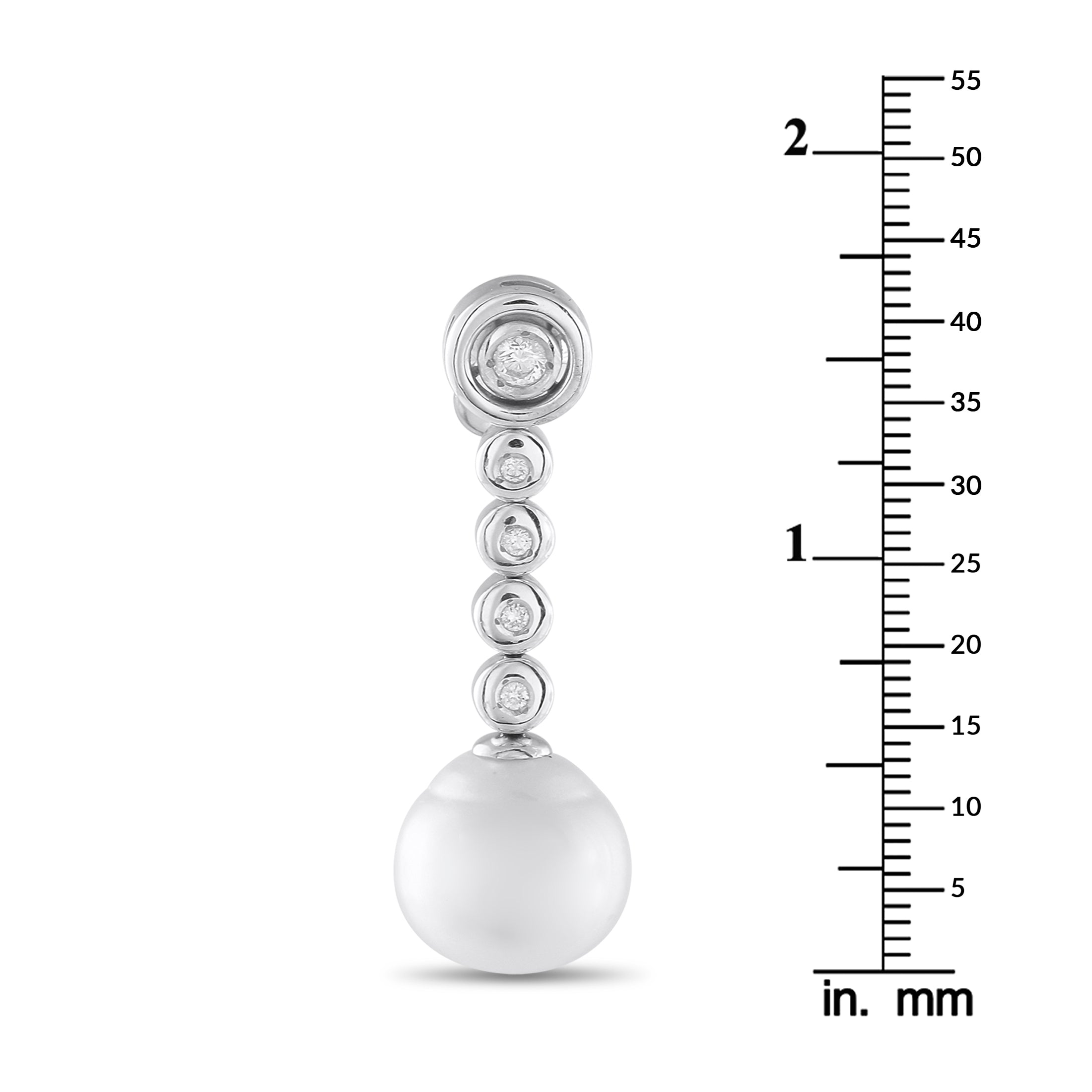 18K White Gold 0.45ct Diamond and Pearl Drop Earrings