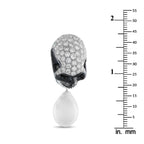 18K White Gold 10.50ct Diamond and Pearl Skull Earrings