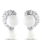 18K White Gold 2.85ct Diamond and Pearl Earrings