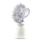 18K White Gold 2.85ct Diamond and Pearl Earrings