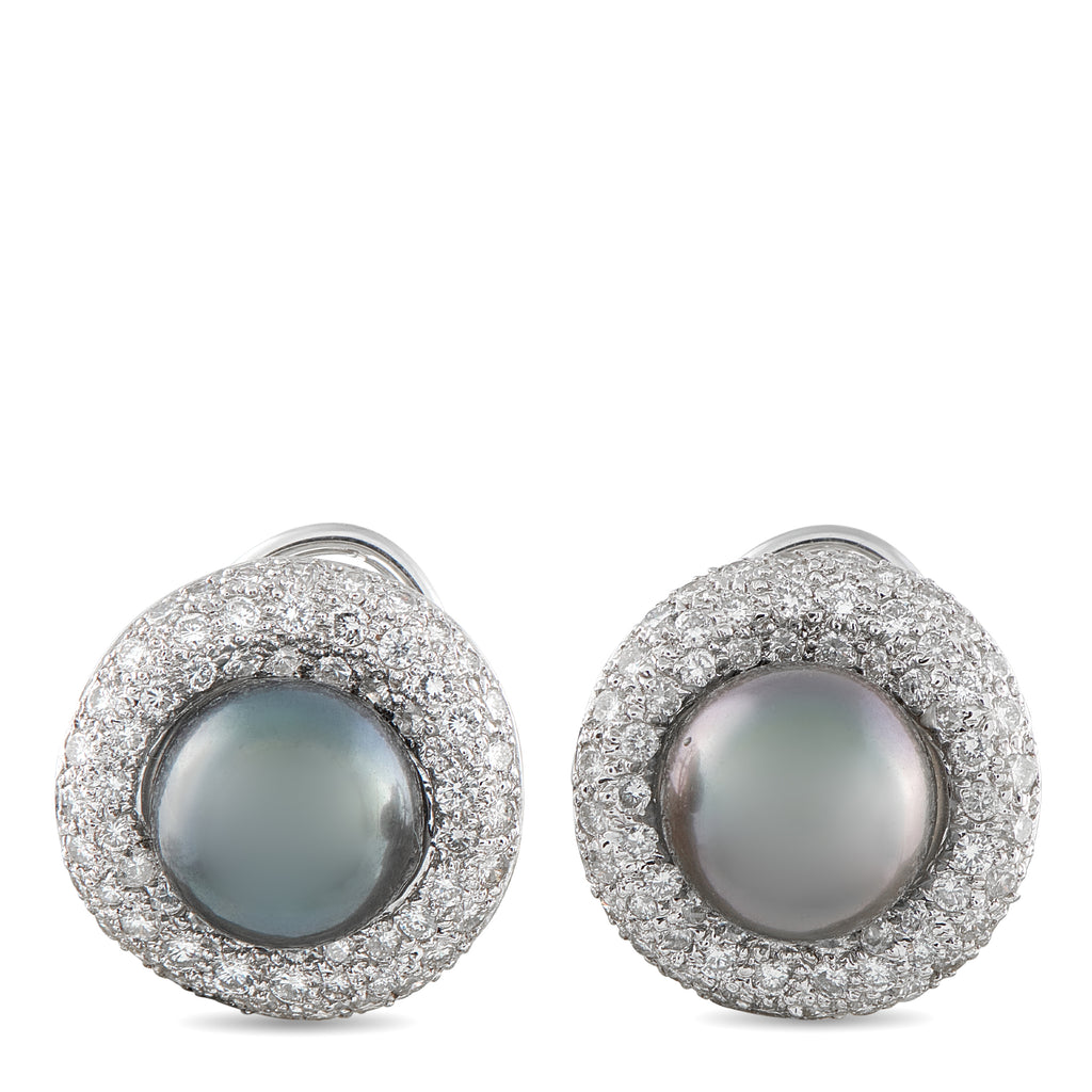 18K White Gold 1.50ct Diamond and Pearl Earrings