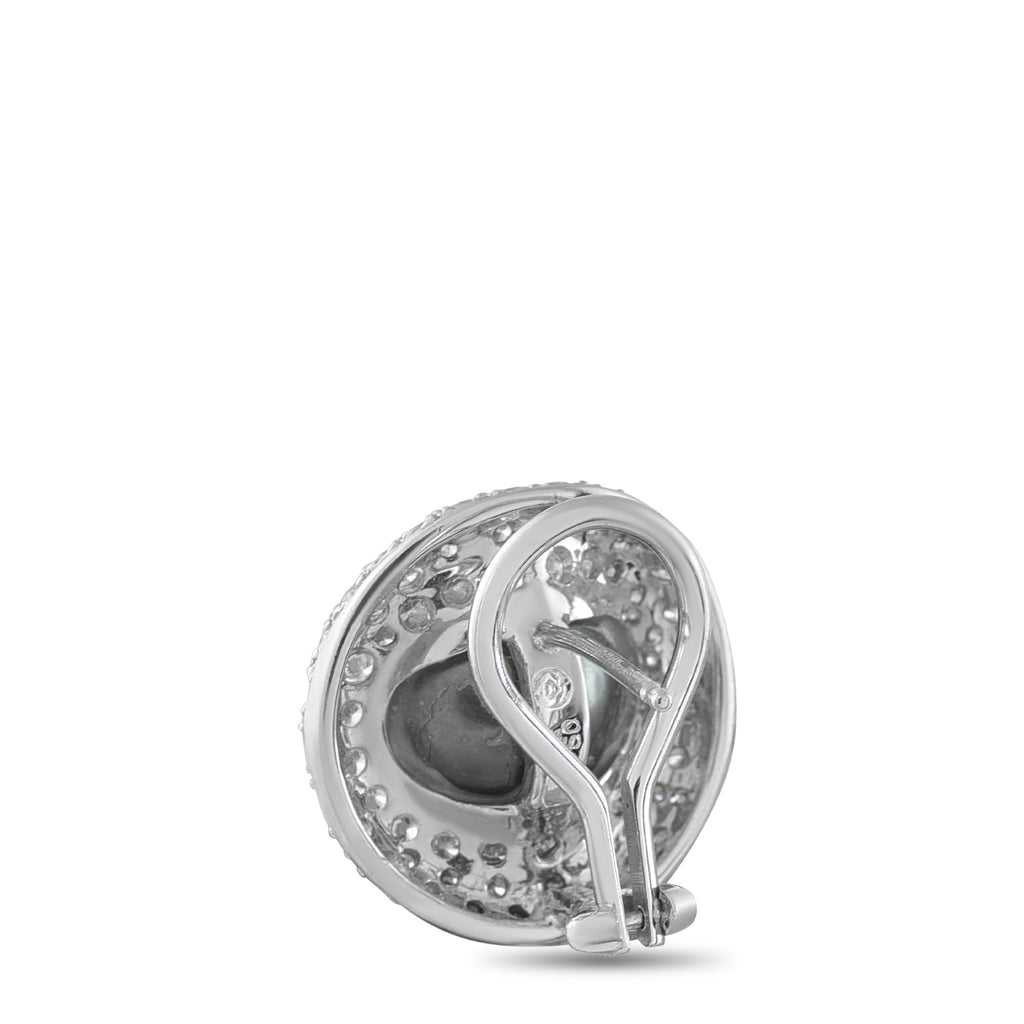 18K White Gold 1.50ct Diamond and Pearl Earrings