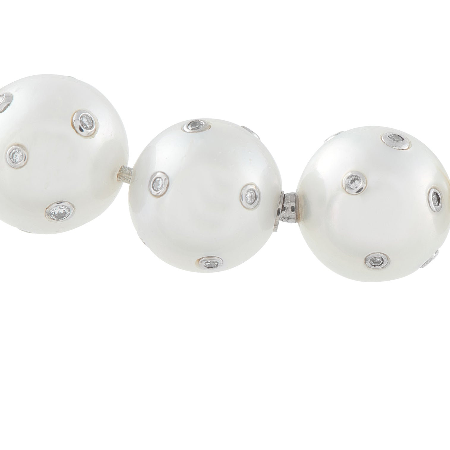 18K White Gold 3.0ct Diamond and Pearls Necklace
