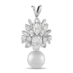 18K White Gold 1.15ct Diamond Pearl Pendant