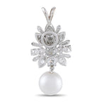 18K White Gold 1.15ct Diamond Pearl Pendant
