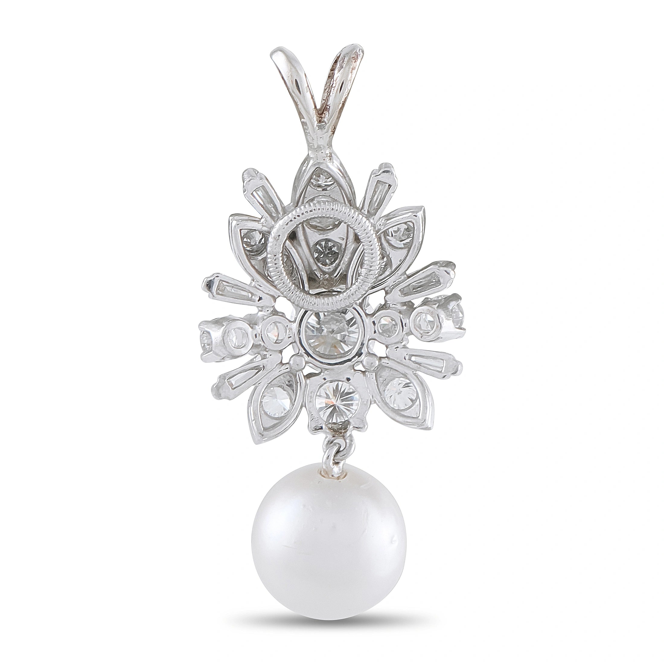 18K White Gold 1.15ct Diamond Pearl Pendant