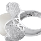 18K White Gold 1.25ct Diamond and Pearl Ring