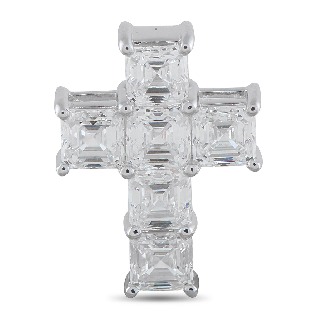 18K White Gold 3.80ct Diamond Cross Pendant