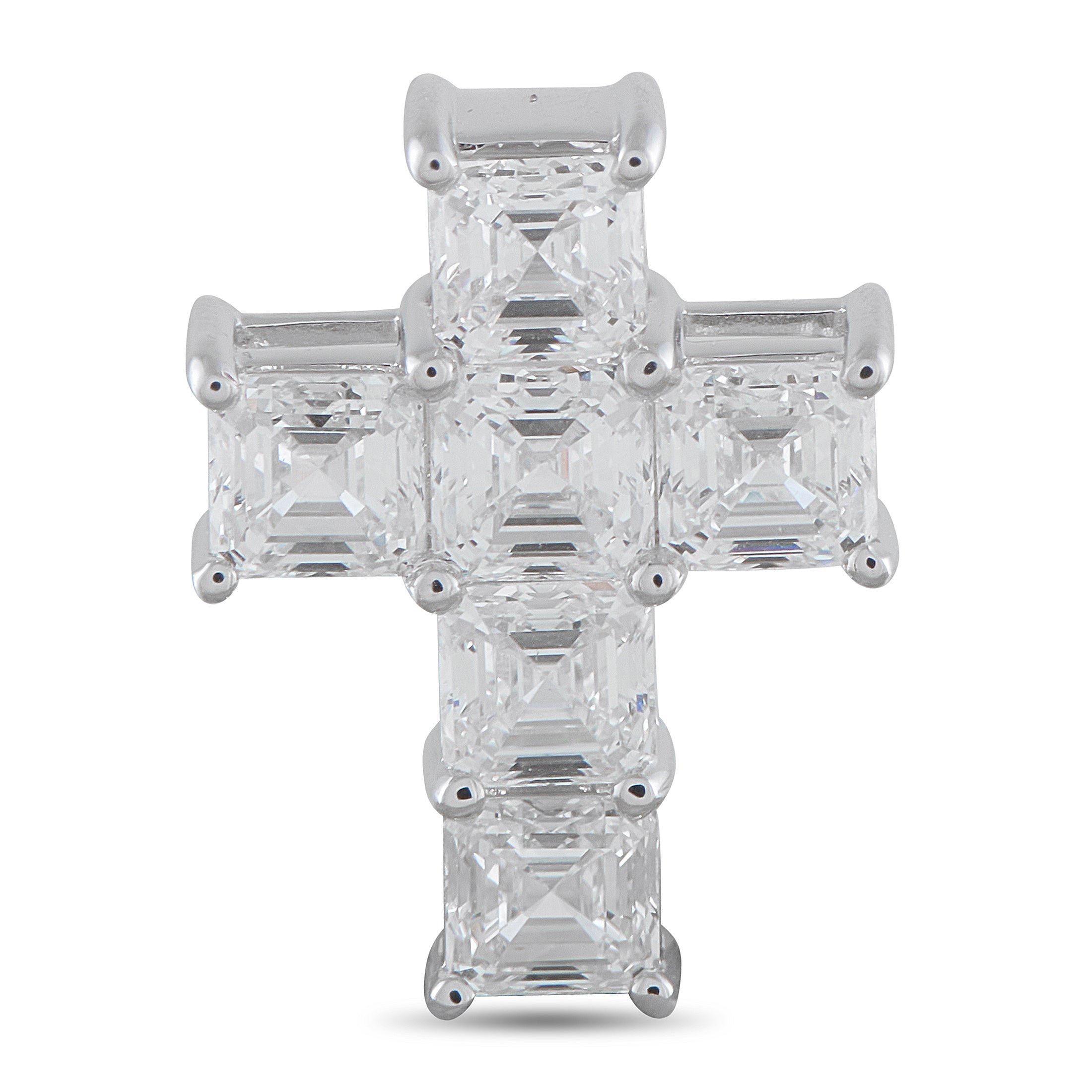 18K White Gold 3.80ct Diamond Cross Pendant