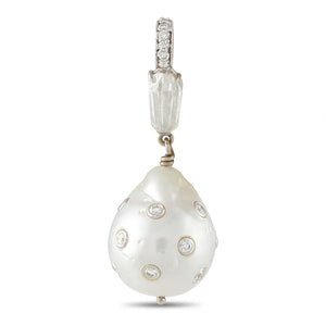 18K White Gold 1.35ct Diamond and Pearl Pendant