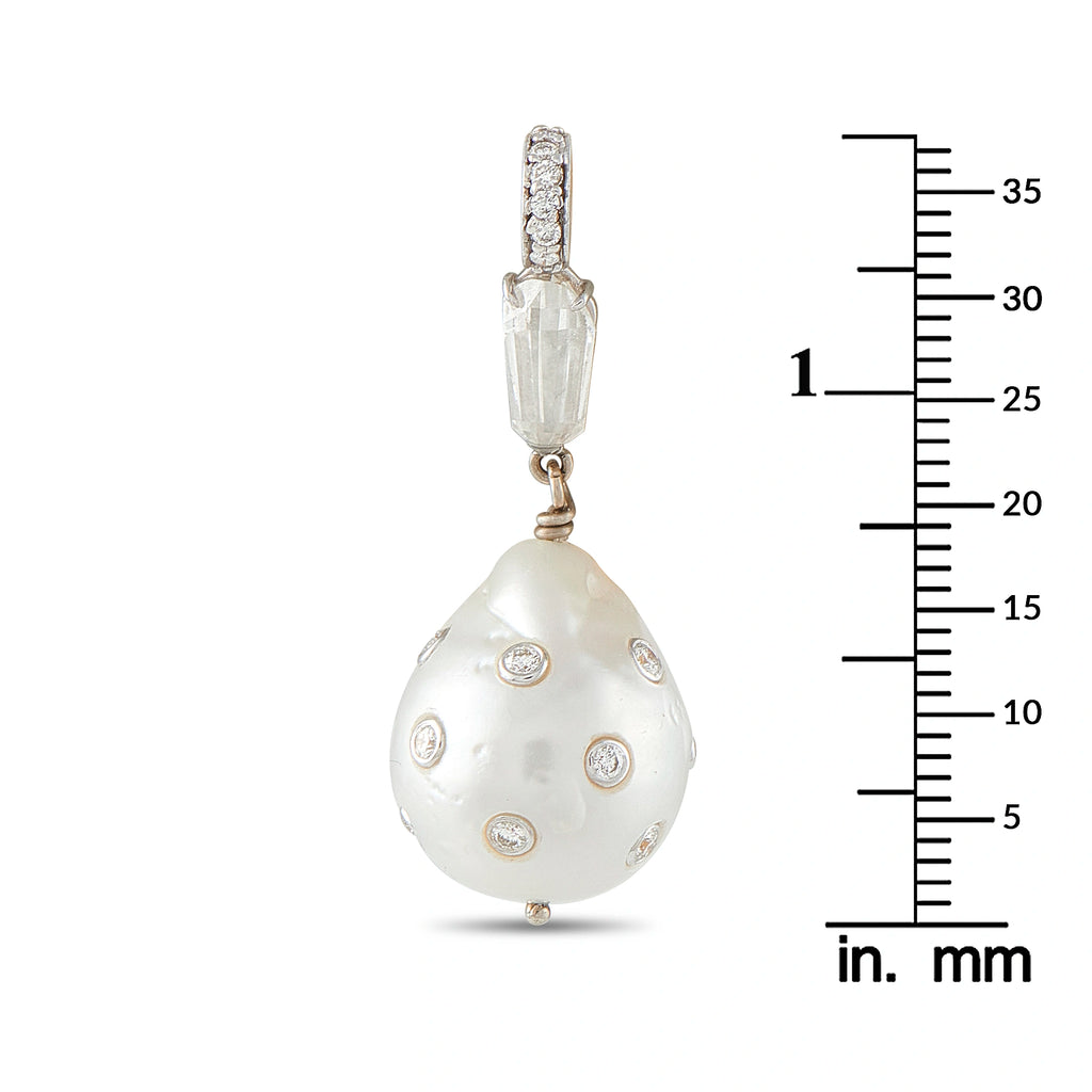 18K White Gold 1.35ct Diamond and Pearl Pendant