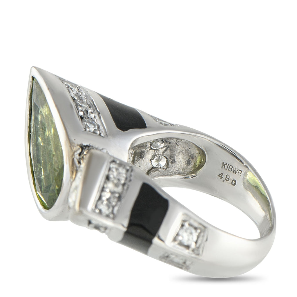Exclusive 18K White Gold 1.63ct Diamond and Peridot Ring