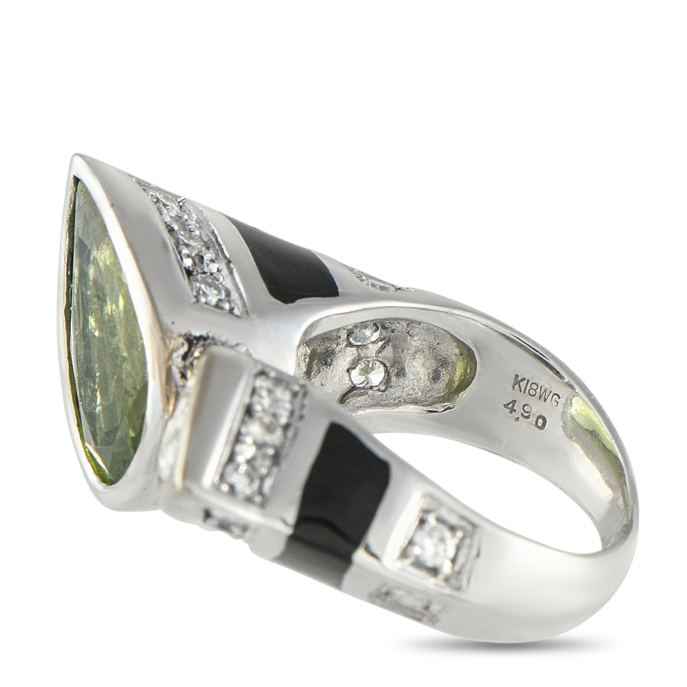 Exclusive 18K White Gold 1.63ct Diamond and Peridot Ring