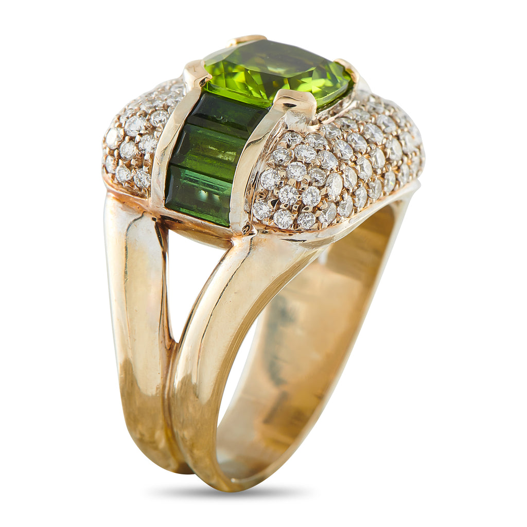 18K White Gold 1.50ct Diamond and Peridot Ring